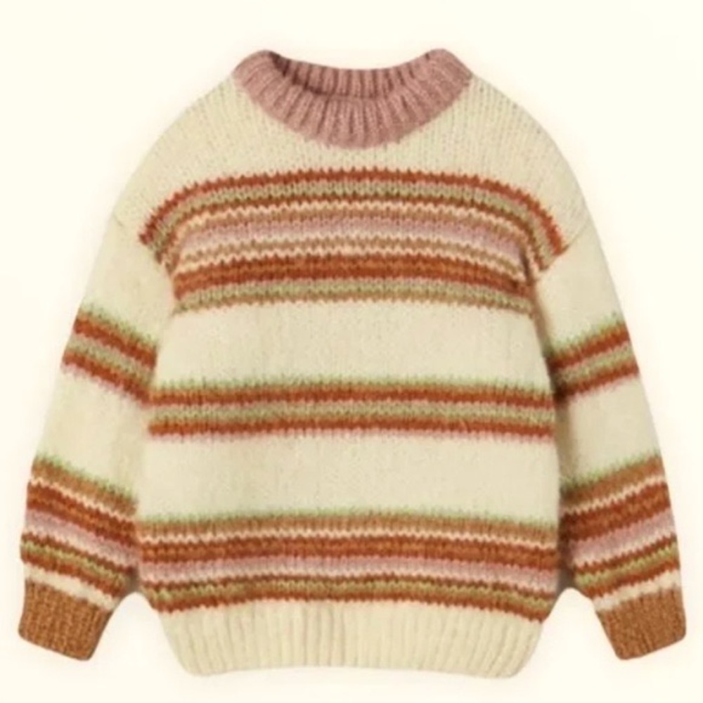 NWT!! Zara Kids Cream Multi-Striped Knit Sweater 4-5 Years (110cm)